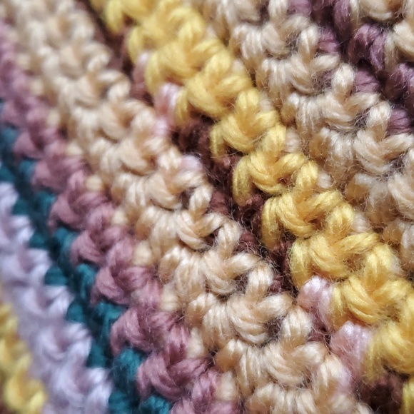 Handmade Crocheted 70s Boho Hippie Open Front Cardigan Sweater Brown Vest - Picture 4 of 7